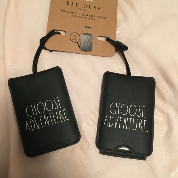 Rae Dunn black Choose Adventure travel luggage tag set of 2 nwt - Picture 4 of 6